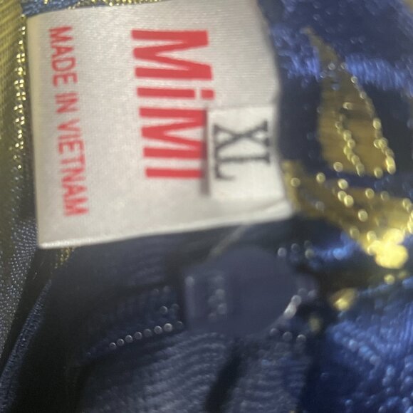 MiMi Blue & Gold Asian Inspired Sleeveless Top XL – Needs One Stitch at Clip - Picture 3 of 5
